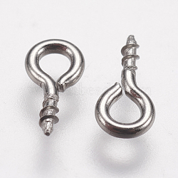 304 Stainless Steel Screw Eye Pin Peg Bails, For Half Drilled Beads, Stainless Steel Color, 8x4x1mm, Hole: 2mm(STAS-I097-077D)