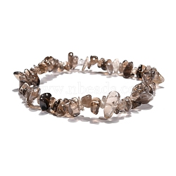 Smoky Quartz Chips Stretch Bracelets, Inner Diameter: 2-1/8~2-1/4 inch(5.3~5.6cm)(BJEW-JB01308-05)