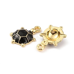 Alloy Enamel Pendants, Golden, Tortoise, Black, 19x12x4mm, Hole: 1.6mm(ENAM-WH0057-21B)