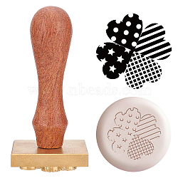 Olycraft Brass Wax Seal Stamp Head & Pearwood Handle Kit, for DIY Soap, Scrapbook, Clover Pattern, Head: 40x40x10mm, Handle: 78.3~78.5x22mm, 2pcs/set(AJEW-OC0002-85I)