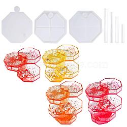 DIY Layered Rotating Storage Box Silicone Mold Sets, Resin Casting Molds, for UV Resin, Epoxy Resin Jewelry Making, with Disposable Rubber Gloves & Plastic Sticks, White, 107~122x103~108x7~27.2mm, 3pcs/set(DIY-X0293-86)
