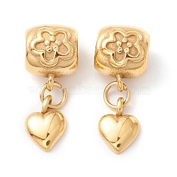 304 Stainless Steel European Dangle Charms, Large Hole Pendants, Manual Polishing, Heart, Golden, 23.5mm, Hole: 4.8mm, Heart: 10x7x3mm(STAS-M298-15G)