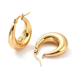 Vacuum Plating 304 Stainless Steel Chunky Hoop Earrings for Women, Golden, 26x22x8mm, Pin: 0.6mm(X-EJEW-F280-06B-G)