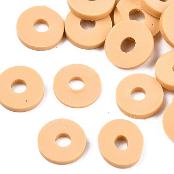 Handmade Polymer Clay Beads, for DIY Jewelry Crafts Supplies, Disc/Flat Round, Heishi Beads, Moccasin, 6x1mm, Hole: 2mm, about 1175pcs/50g