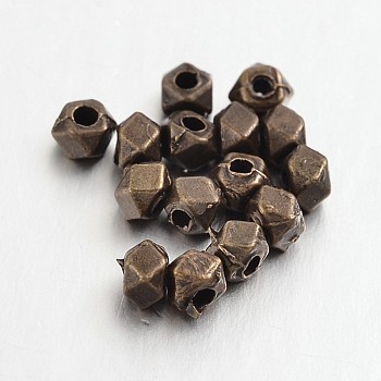 Polyhedron Alloy Finding Beads, Lead Free & Cadmium Free, Antique Bronze, 3x3x3mm, Hole: 1mm