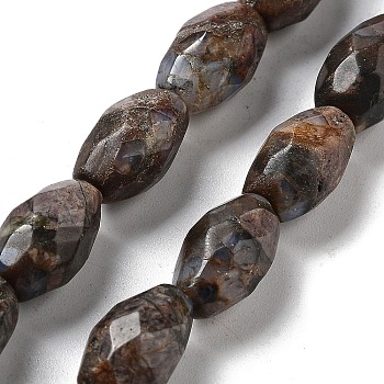 Natural Llanite Beads Strands, Faceted Rice, 12.5x8mm, Hole: 1.2mm, about 16pcs/strand, 7.68 inch(19.5cm)