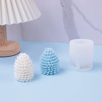 DIY Silicone Candle Molds, for Scented Candle Making, Christmas Pine Cone, White, 6x7.2cm
