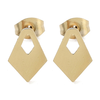 Vacuum Plating 304 Stainless Steel Stud Earrings for Women, Hollow Kite, Golden, 11x8mm