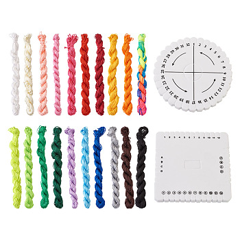 Cheriswelry Bracelet Knitting Tray, Braided Board Rope Knot Thread Handmade, with Nylon Thread, Mixed Color, 15x0.9cm, 1pc