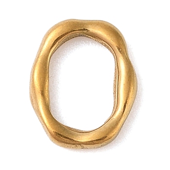 304 Stainless Steel Linking Rings, Textured Oval, Real 18K Gold Plated, 11x9x2mm, Inner Diameter: 8x5.5mm