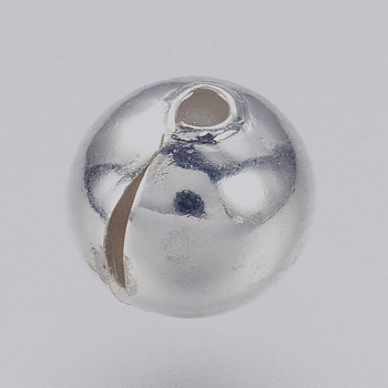 Brass Crimp Beads Covers, Round, Platinum, 6mm In Diameter, Hole: 1mm