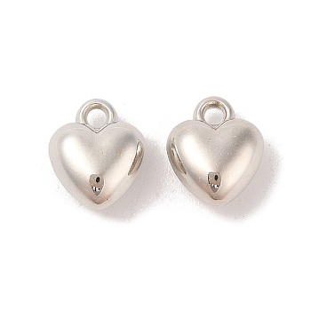 CCB Plastic Pendants, Heart, Platinum, 11x9.5x5.5mm, Hole: 1.6mm