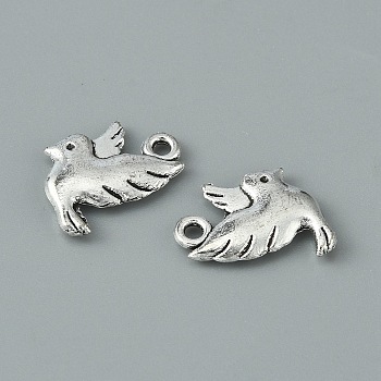 Tibetan Style Alloy Pendants, Bird Charms, Antique Silver, 15x12x2mm, Hole: 1.5mm