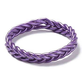 Plastic Cord Braided Stretch Bracelets, Purple, Inner Diameter: 2-3/8 inch(6cm)