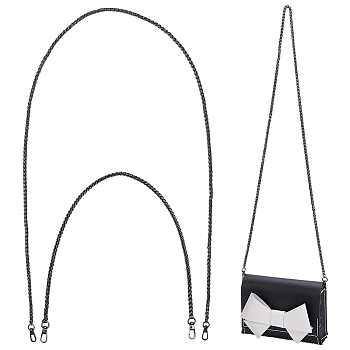 WADORN 2Pcs 2 Style Iron Wheat Chain Bag Straps, with Alloy Swivel Clasps, Gunmetal, 61~120cm, 1pcs/style
