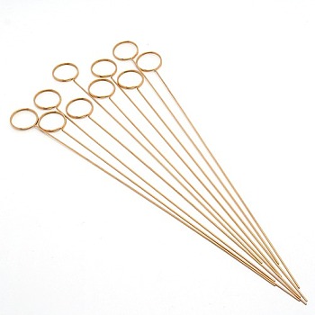 Iron Floral Picks, Card Holders, for Weddings, Birthday Parties, Events, Decorations, Ring, Golden, 33.8x0.15cm
