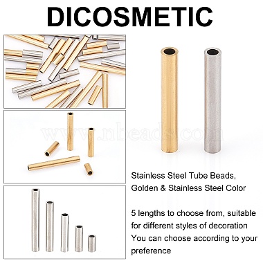 dikosmetische 60Stk. 5 Stil 304 Edelstahl-Röhrenperlen(STAS-DC0005-89)-4