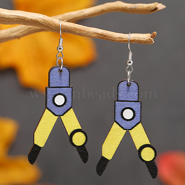 Blue Others Wood Earrings