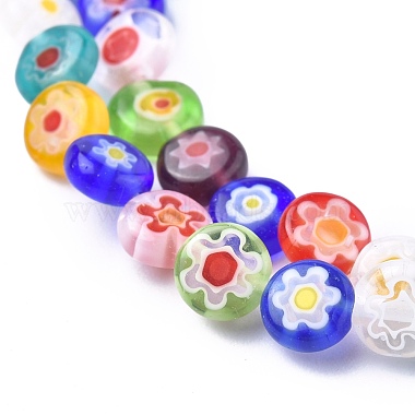 Flat Round Handmade Millefiori Glass Beads(X1-LK-R004-55)-3