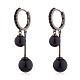 Black Cubic Zirconia Double Ball Dangle Hoop Earrings(JE1026A)-1