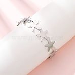 Starfish 304 Stainless Steel Cuff Bangles for Women, Stainless Steel Color, Inner Diameter: 1.89x2.48 inch(4.8x6.3cm)(BJEW-Z176-01P)