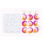 1Pc DIY Pendant Molds, Silicone Casting Molds, For UV Resin, Epoxy Resin Craft Making, Cat Shape with Moon, White, 103.5x95.5x4mm, Hole: 1.5mm(AJEW-FS0001-34A)