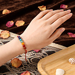 7 Chakra Round Gemstone Braided Bead Adjustable Nylon Cord Bracelets for Daily Wear, Colorful, 11.02 inch(28cm)(QK8990)