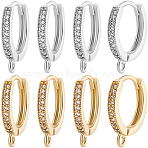 12Pcs 2 Colors Brass Micro Pave Clear Cubic Zirconia Hoop Earring Findings, with Horizontal Loop, Golden & Silver, 16x14x2mm, Hole: 1.4~2mm, Pin: 0.7mm, 6pcs/color(ZIRC-BBC0003-49)