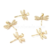 Eco-Friendly Brass Clear Micro Pave Cubic Zirconia Pendants, Lead Free & Cadmium Free, Dragonfly, Real 18K Gold Plated, 19x22x2mm, Hole: 5x3.4mm(KK-G405-01G-RS)