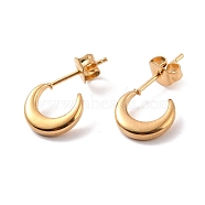 Vacuum Plating 304 Stainless Steel Crescent Moon Stud Earrings for Women, Golden, 18.5x10x2mm, Pin: 0.8mm(EJEW-F280-05A-G)
