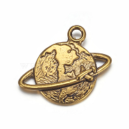 Zinc Alloy Pendants, Lead Free and Cadmium Free, Antique Golden, Earth, 18x18x2mm, hole: 2mm(PALLOY-A14128-AG-LF)