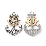 Alloy Big Pendant, Rotatable, Anchor & Helm Charm, Antique Silver & Antique Golden, 54.5x35x6mm, Hole: 5mm(FIND-H041-25)