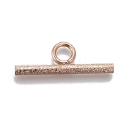 Ion Plating(IP) 304 Stainless Steel Toggle Clasps Parts, Textured, Bar, Rose Gold, 7x20x2mm, Hole: 3mm(STAS-P248-02RG)