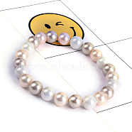 Shell Pearl Stretch Bracelets, Beaded Bracelets, PeachPuff, 52mm(2 inch), Shell: 8mm(BJEW-Q674-8mm-01)