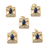 Brass Micro Pave Cubic Zirconia Pendants, Long-Lasting Plated, Cadmium Free & Lead Free, Square, Real 18K Gold Plated, 15x12x4.5mm, Hole: 3.4mm(X-ZIRC-P092-004G-RS)