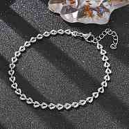 304 Stainless Steel Triangle Link Chain Bracelets for Women, Stainless Steel Color, 7-1/4 inch(18.3cm)(BJEW-F488-23P)