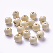 Dyed Natural Wood Beads, Round, Lead Free, Wheat, 12x11mm, Hole: 4mm(X-WOOD-Q006-12mm-04-LF)