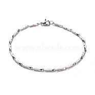 Unisex 304 Stainless Steel Bar Link Chain Bracelets, with Lobster Claw Clasps, Stainless Steel Color, 8-1/4 inch(21cm), 2mm(BJEW-L637-41B-P)