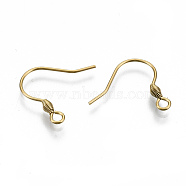 304 Stainless Steel Earring Hooks, Ear Wire, with Horizontal Loop, Cadmium Free & Nickel Free & Lead Free, Real 18K Gold Plated, 15~17x17mm, Hole: 2mm, Pin: 0.7mm(X-STAS-S111-011G-NR)