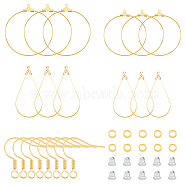 DIY Geometry Earring Making Kit, Including Teardrop & Flat Round Steel & Brass Wire Pendants, Brass Earring Hooks & Jump Rings, Plastic Ear Nuts, Golden, 460Pcs/box(DIY-DC0001-78)