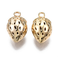Brass Pendants, Nickel Free, Strawberry, Real 18K Gold Plated, 20x12x11mm, Hole: 2mm(KK-S356-376-NF)