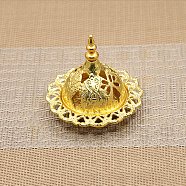 Alloy Incense Burners Tower Censer Holder, Hollow Buddhism Aromatherapy Furnace Home Decor, Golden, 70x66mm(INBU-PW0002-01K)