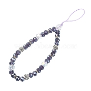Rondelle Glass & Polymer Clay Rhinestone Beads Phone Hand Strap Chains, Mobile Accessories Decoration, Medium Slate Blue, 17cm(HJEW-YW0001-05A)