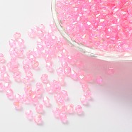 Bicone AB Color Plated Eco-Friendly Transparent Acrylic Beads, Pearl Pink, 6x6mm, Hole: 1mm, about 6250pcs/500g(TACR-A003-6mm-10)