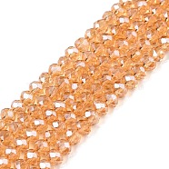 Electroplate Glass Beads Strands, Pearl Luster Plated, Faceted, Rondelle, Peru, 3.5~3.8x3mm, Hole: 0.4mm, about 113~115pcs/strand, 32.5~33cm(EGLA-A044-T3mm-A23)