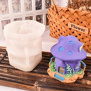 DIY 3D Fairytale Mushroom House Silicone Molds, Resin Casting Molds, for UV Resin, Epoxy Resin Craft Making, White, 97x100x102mm(DIY-A035-04)