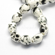 Handmade Porcelain Beads, Oval, Black, 12x9x9mm, Hole: 3mm(PORC-S444-03)