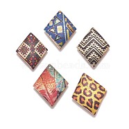 Printed Iron Pendants, Rhombus, Light Gold, Mixed Color, 29x22x0.7mm, Hole: 1.2mm(IFIN-L028-A-M)