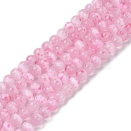 Natural Selenite Beads Strands, Dyed, Round, Pearl Pink, 6mm, Hole: 1mm, about 65pcs/strand, 15.55''(39.5cm)(G-Q162-A01-01B-03)