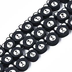 Handmade Polymer Clay Beads Strands, Bear, Black, 8~11x8.5~11.5x4~5mm, Hole: 1.6mm, about 40pcs/strand, 14.76 inch~15.35 inch(37.5~39cm)(CLAY-T020-15)
